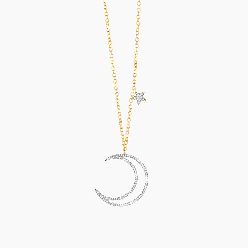 Crescent Moon star Pendant Necklace