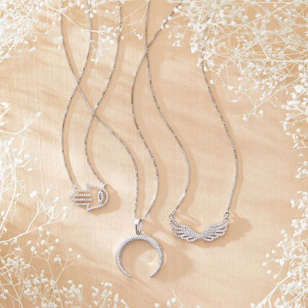 14k Yellow & Rose Gold Crescent Moon Pendant With White Rhodium Plating - Diamond Cut Facets, Approx. 27mm