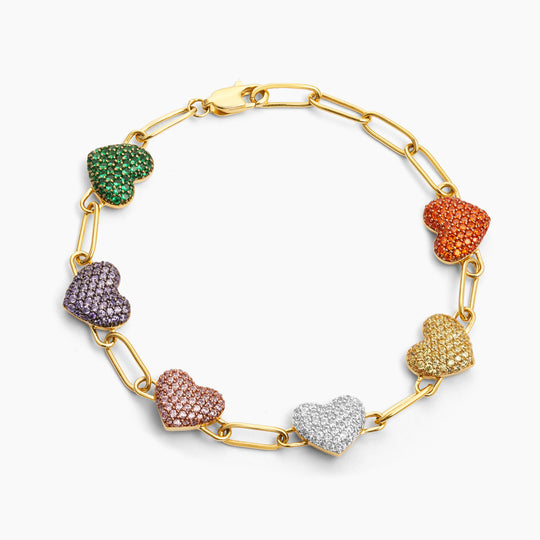 Paperclip Heart Rainbow Bracelet