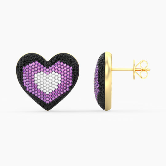Extra Large 3 in 1 Heart Stud Earring