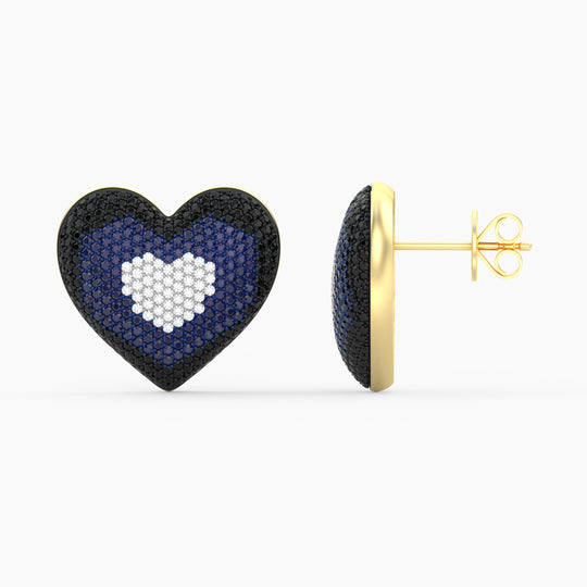 Extra Large 3 in 1 Heart Stud Earring