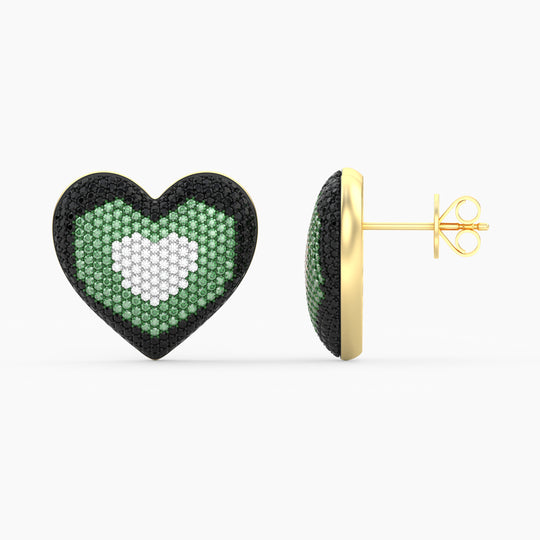 Extra Large 3 in 1 Heart Stud Earring