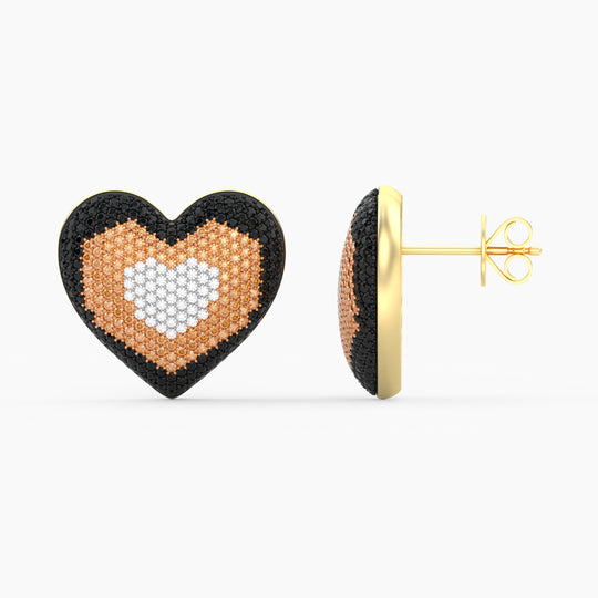 Extra Large 3 in 1 Heart Stud Earring