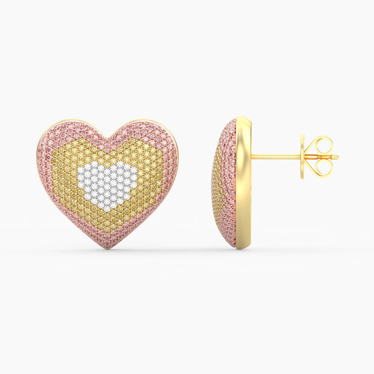 Extra Large 3 in 1 Heart Stud Earring
