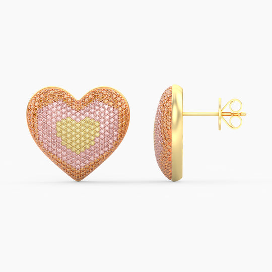 Extra Large 3 in 1 Heart Stud Earring
