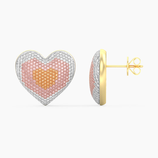 Extra Large 3 in 1 Heart Stud Earring