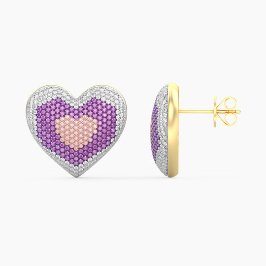 Extra Large 3 in 1 Heart Stud Earring