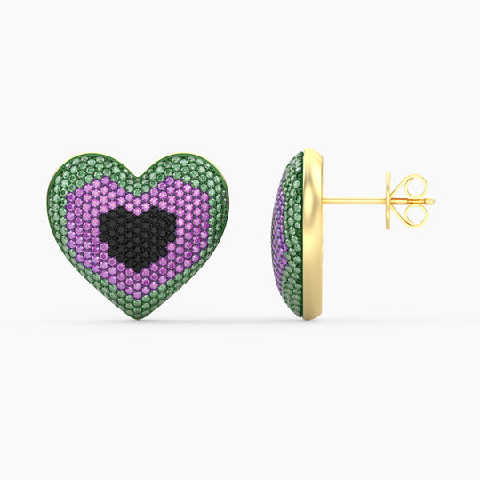 Extra Large 3 in 1 Heart Stud Earring