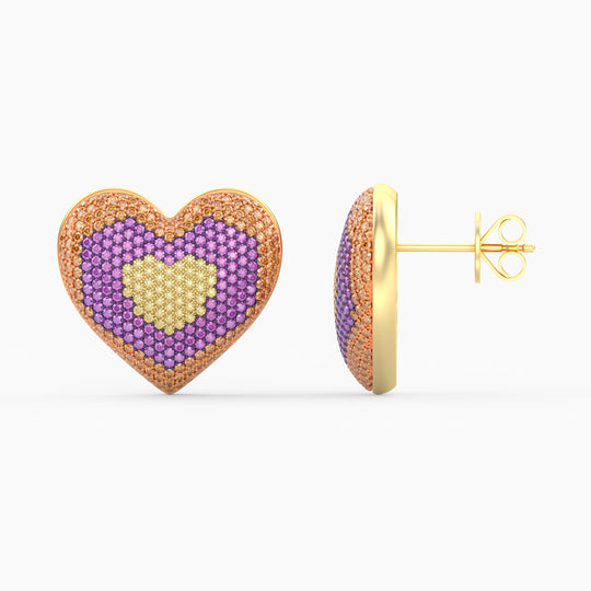 Extra Large 3 in 1 Heart Stud Earring
