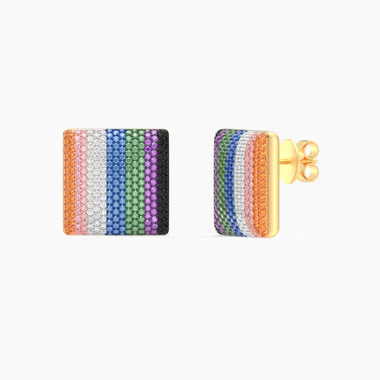 Multi Colour Large Cube Stud Earrings