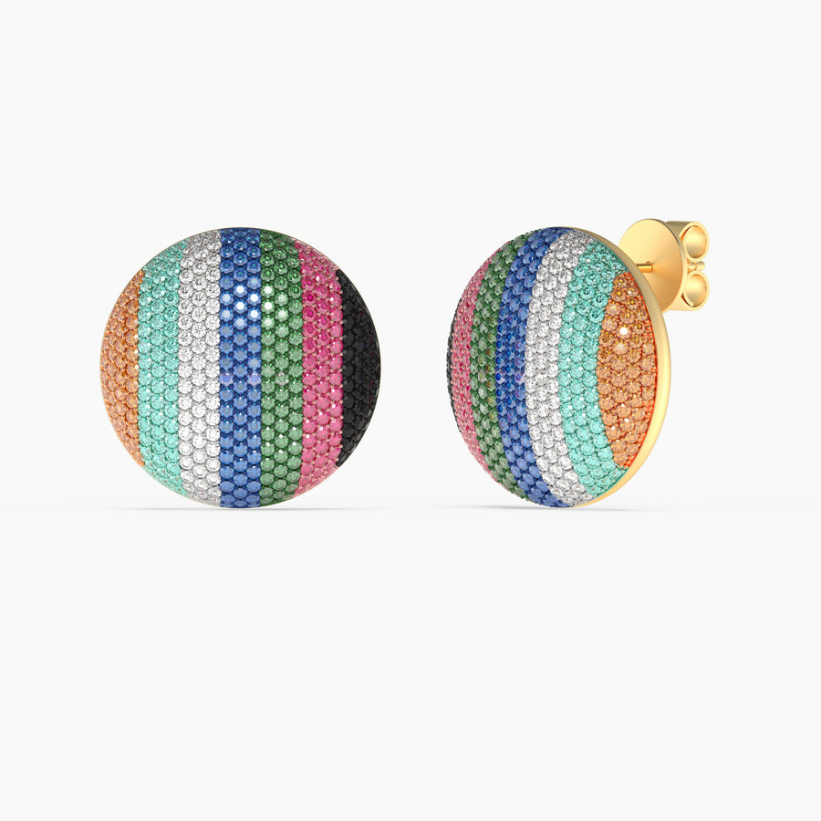Multi Colour Extra Large Sphere Stud Earrings