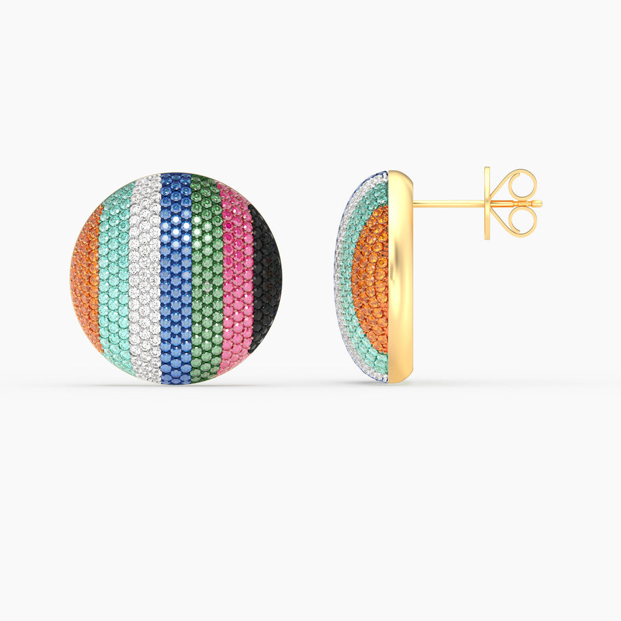 Multi Colour Extra Large Sphere Stud Earrings