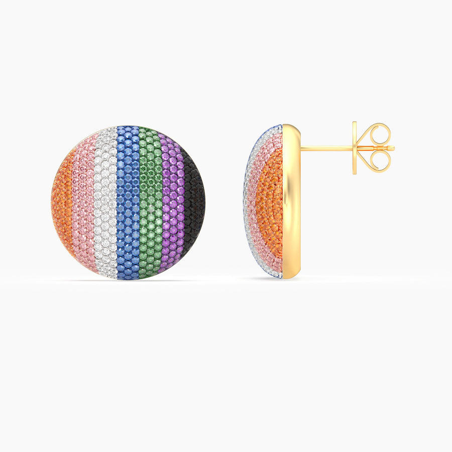 Multi Colour Extra Large Sphere Stud Earrings