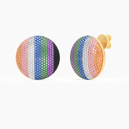 Multi Colour Extra Large Sphere Stud Earrings