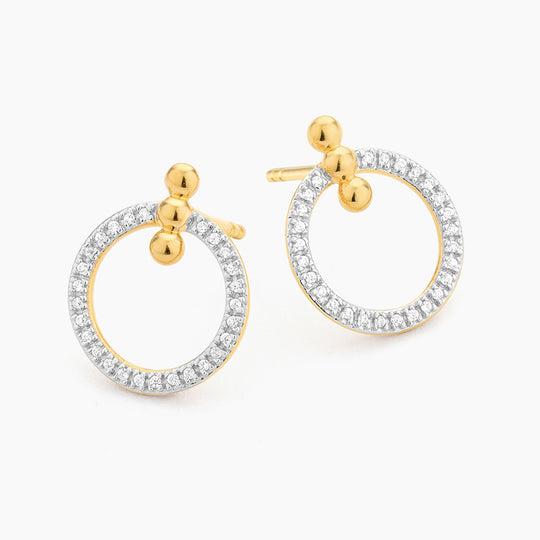 Three Pinned Globes Circle Stud Earrings