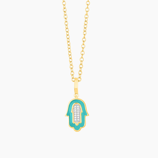 Neon Hamsa Pendant Necklace
