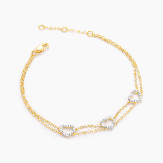 Triplet Heart Chain Bracelet