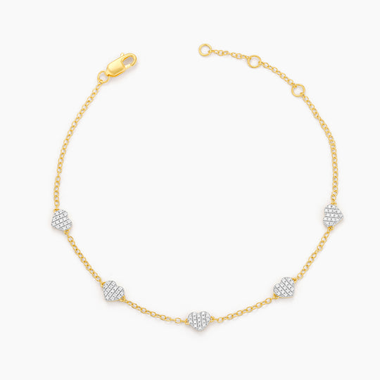 Five Hearted Chain Bracelet