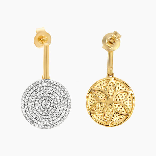 Flower Petal Disc Hoop Earrings