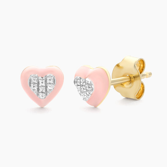 Baby Pink Heart Stud Earrings