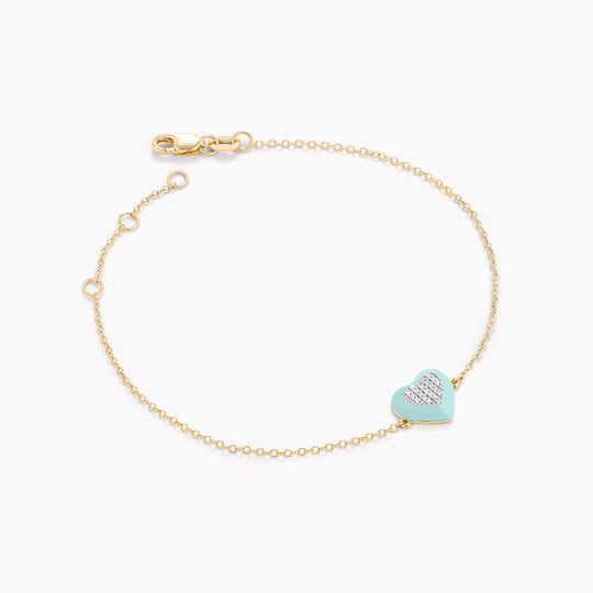 Turqoiuse Two-Tone Heart Chain Bracelet