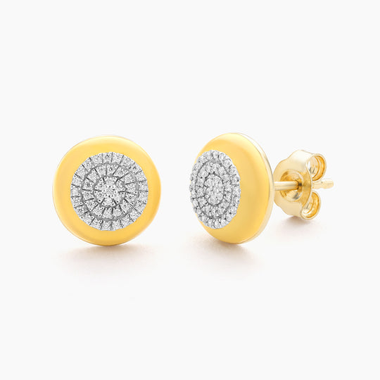 Two-Tone Circle Stud Earrings in Yellow