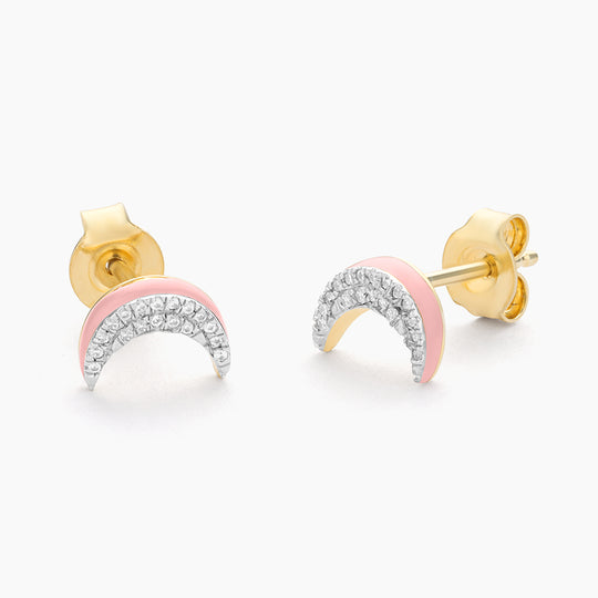 Baby Pink Moon Stud Earrings