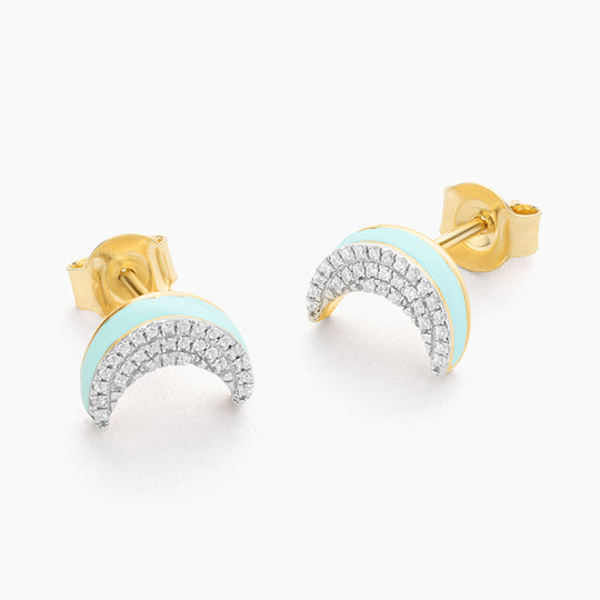 Baby Blue Moon Stud Earrings
