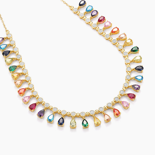 Rainbow Raindrop Colorstone Necklace
