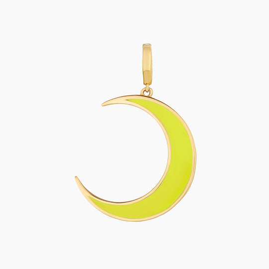 Yellow Moon Enamel Charm