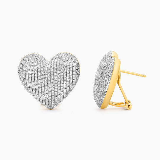 Signature Domed Heart Stud Earrings with Clips