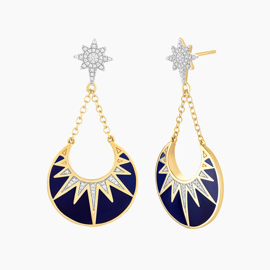 Boho Chic Dark Blue Long Earrings