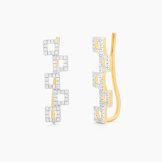 Squares Here and There Ear Climber Earrings
