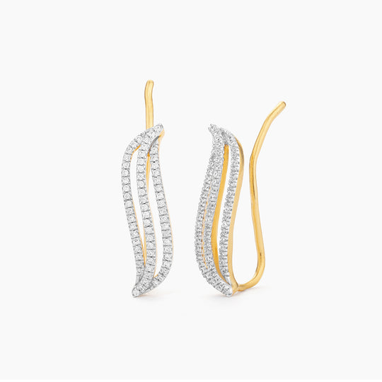 Cocoa Leaf Ear Climber Earrings