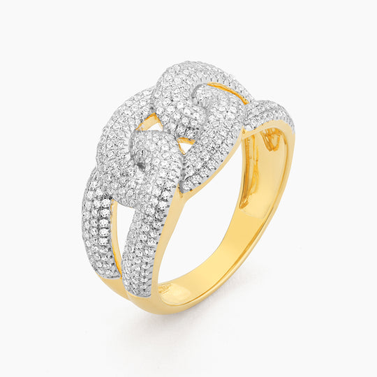 Love Knot Cuban link full diamond Statement Ring