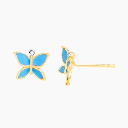 Baby Blue Butterflies Stud Earrings
