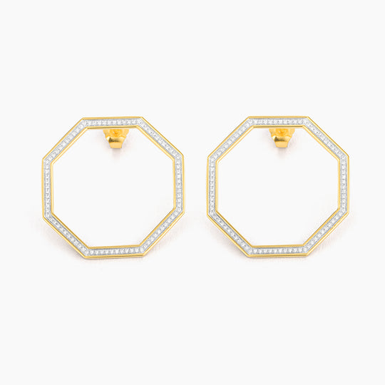Hexagon Bar Stud Earrings