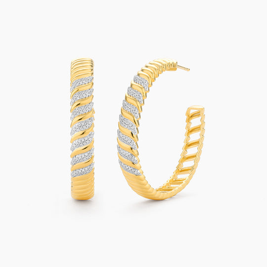 Strips of Diamonds Hoop Earrings