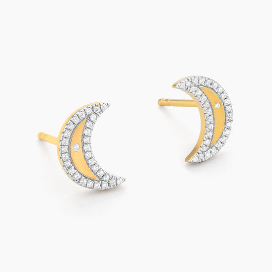 Crescent Moon Stud Earrings