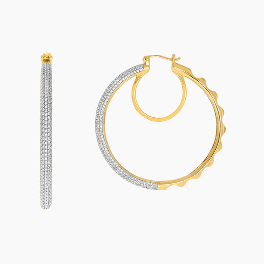 Grooved Two-Tone Hoop Earrings