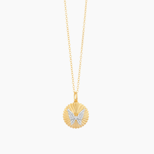 Diamond Embossed Butterfly Pendant Necklace